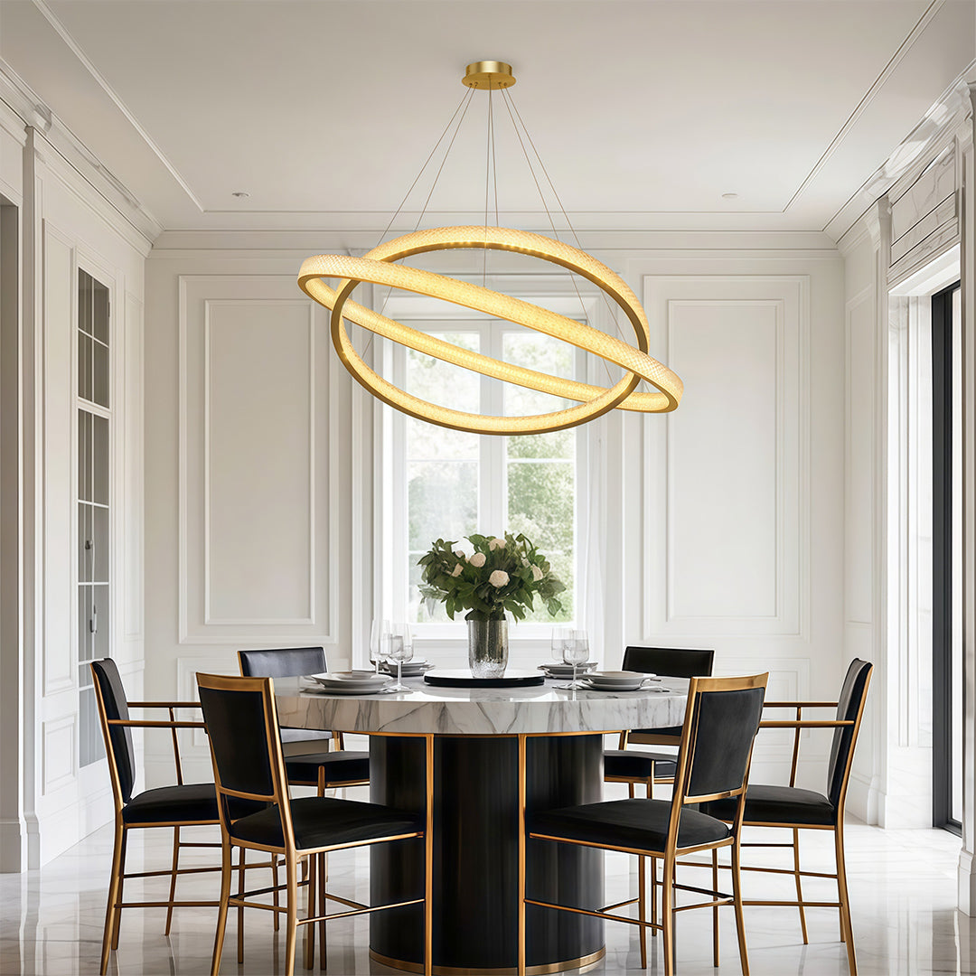 Circular Modern Chandelier Luxury Copper Ceiling Light