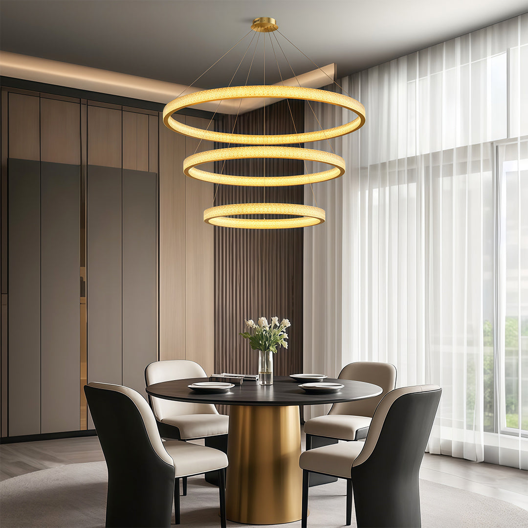 Circular Modern Chandelier Luxury Copper Ceiling Light