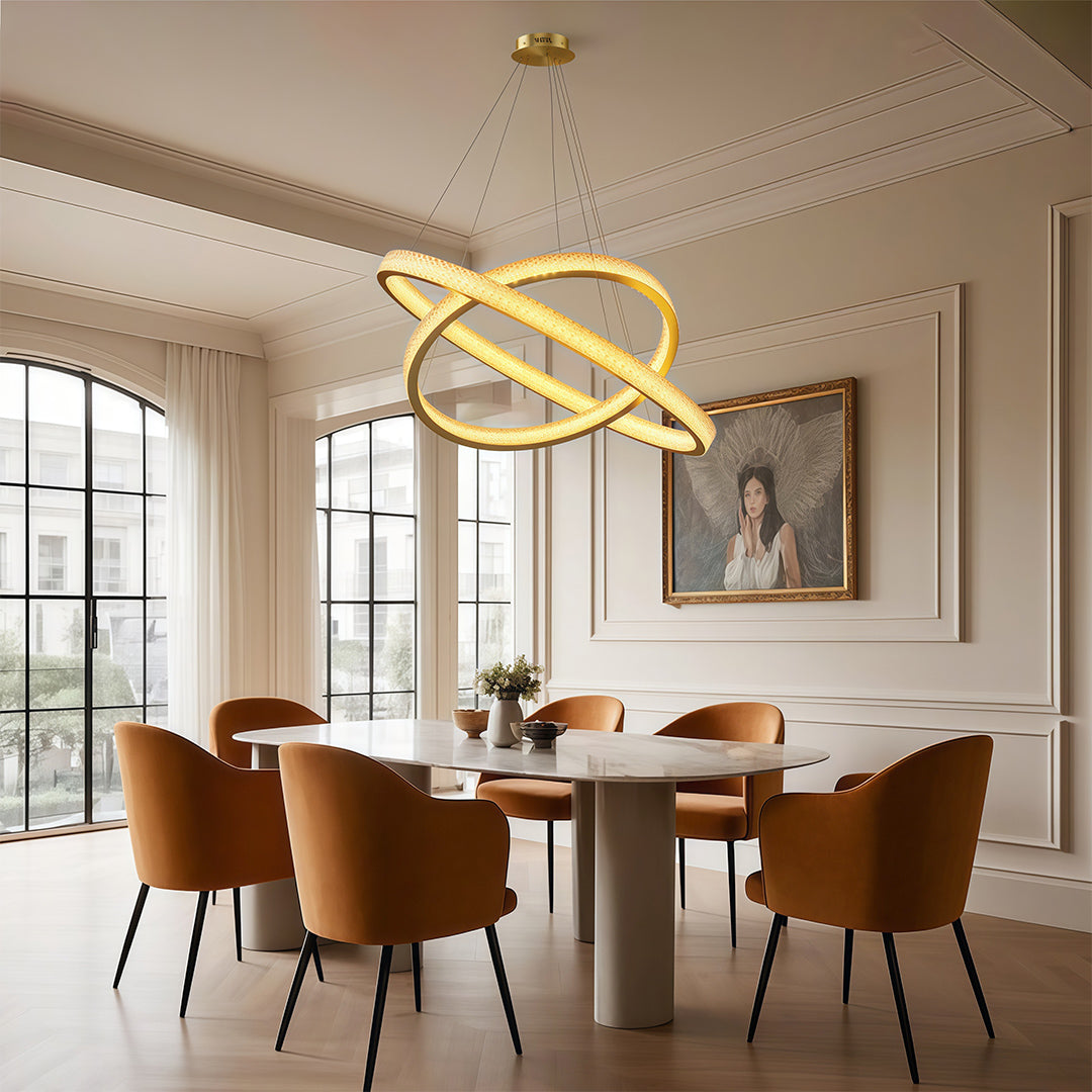 Circular Modern Chandelier Luxury Copper Ceiling Light