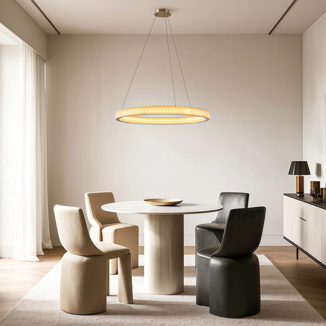 Circular Modern Chandelier Luxury Copper Ceiling Light