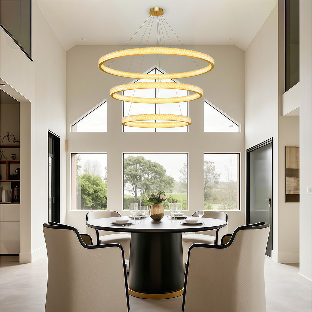 Circular Modern Chandelier Luxury Copper Ceiling Light