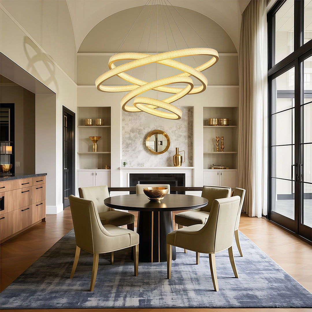 Circular Modern Chandelier Luxury Copper Ceiling Light