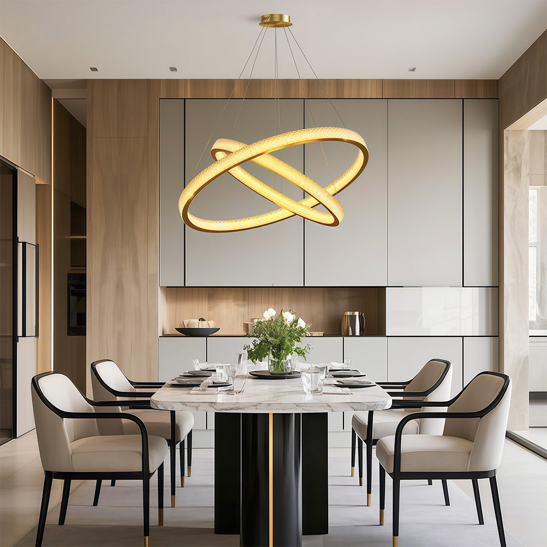 Circular Modern Chandelier Luxury Copper Ceiling Light