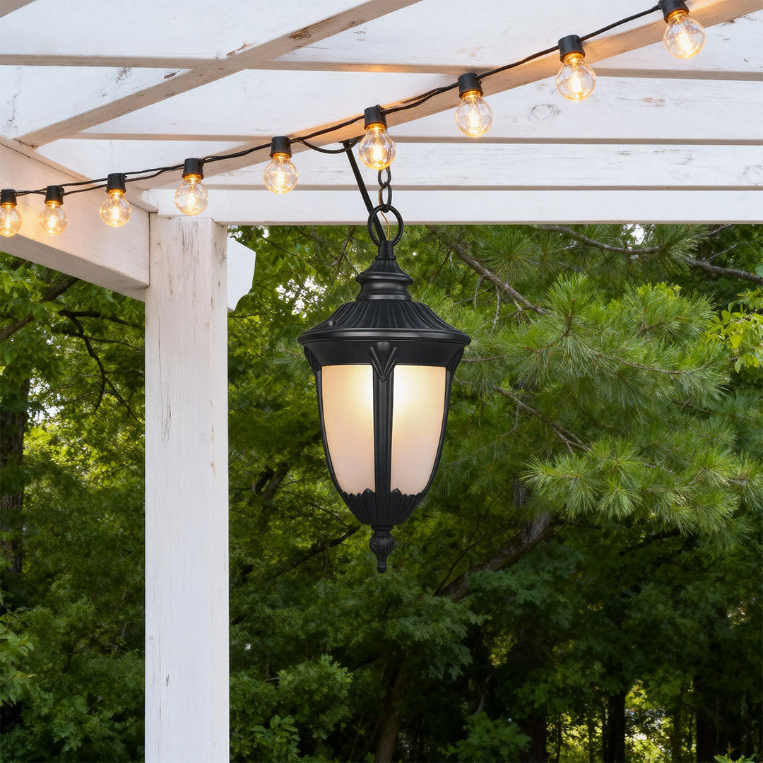 Outdoor Porch Pendant Light Black Metal Simple Ceiling Lamp