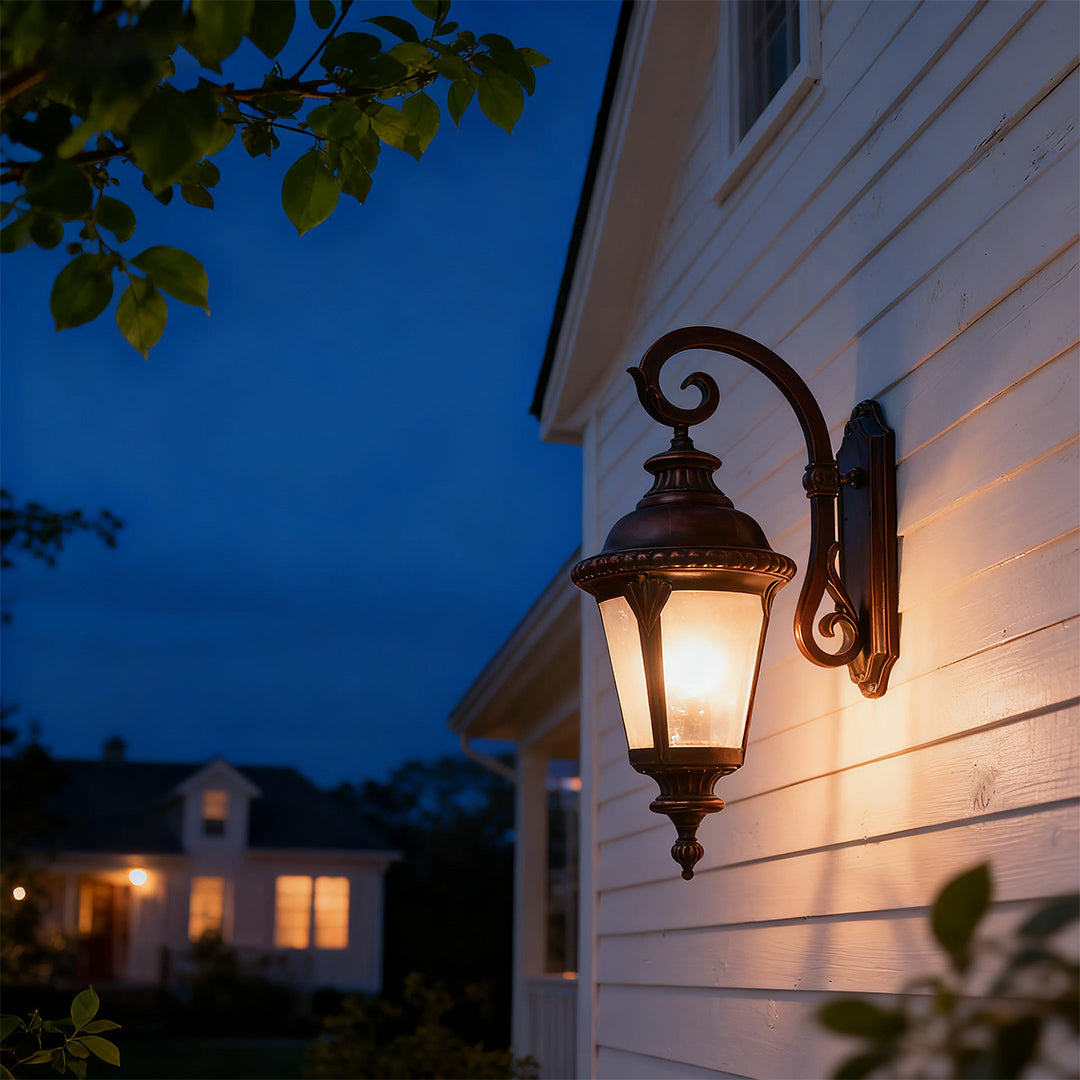 Vintage Outdoor Sconce Black Aluminum Body Waterproof Lamp