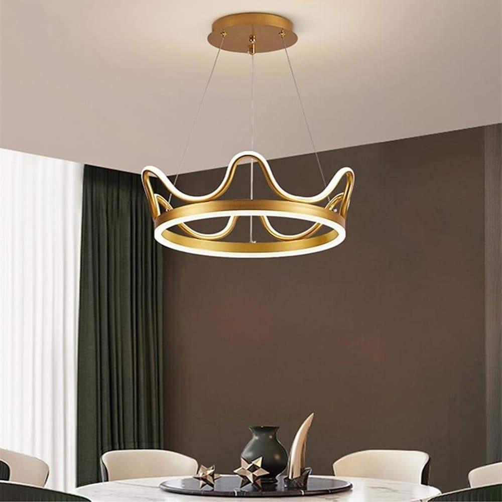 Dimmable LED Ring Chandelier Crown Design Modern Aluminum & Acrylic Pendant Light