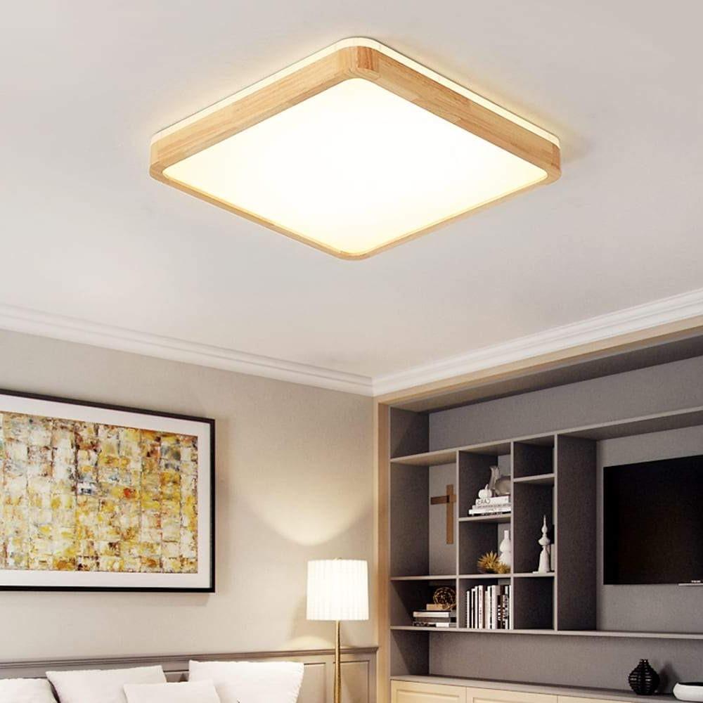 Circular Kitchen Flush Mount Lighting Wood Acrylic LED Ceiling Lights