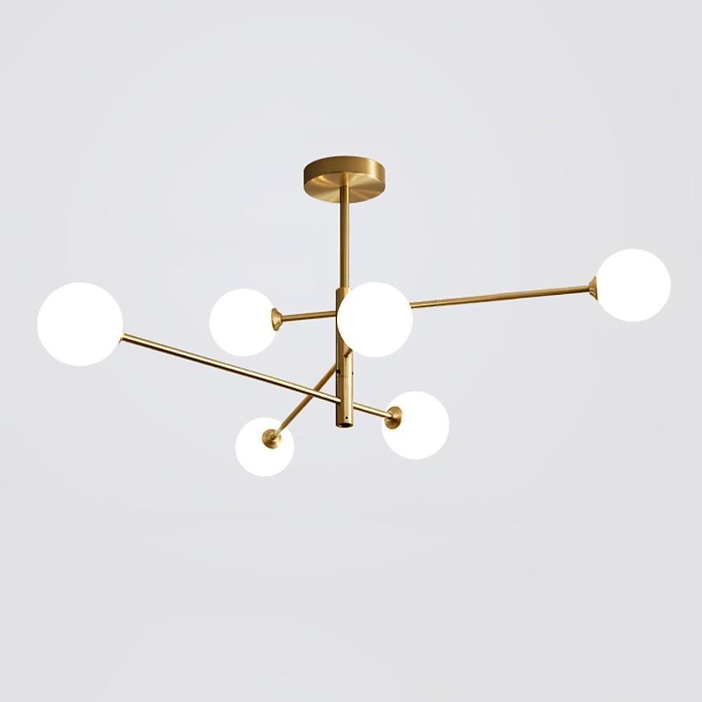 6-light Sputnik LED Electroplated Glass Gold Modern Chandeliers Ceiling Lights