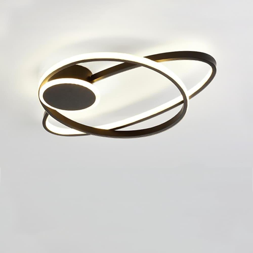 Modern Black Ring Ceiling Light: Interlocking LED Fixture