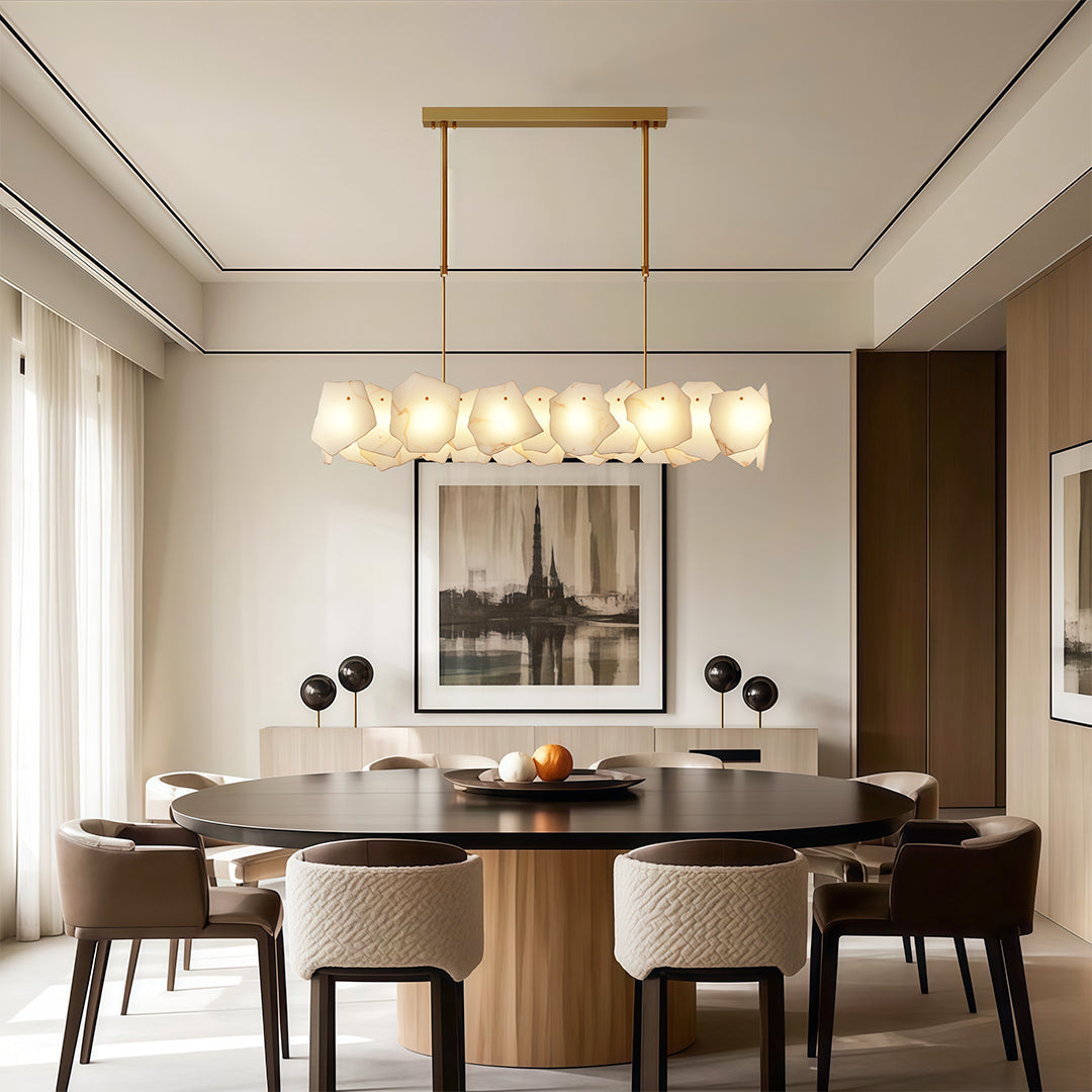 Modern LED Chandelier Cloud Stone Full Copper Ceiling Light