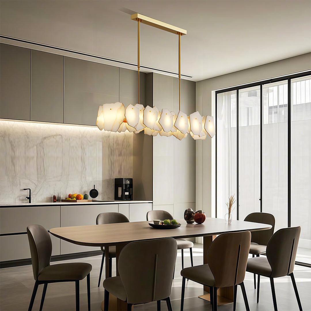 Modern LED Chandelier Cloud Stone Full Copper Ceiling Light