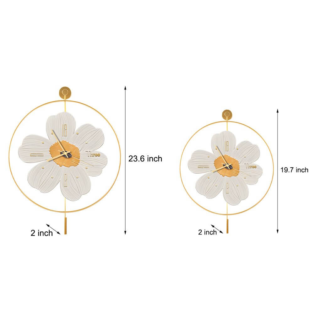 Wall Clock with Light Floral LED Remote‑control Light
