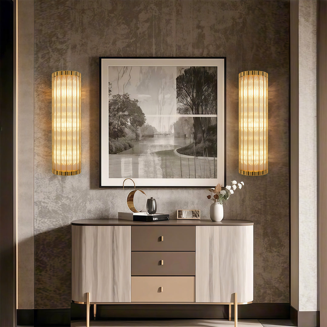 Linear Wall Light American-Style Copper Glass Lamp