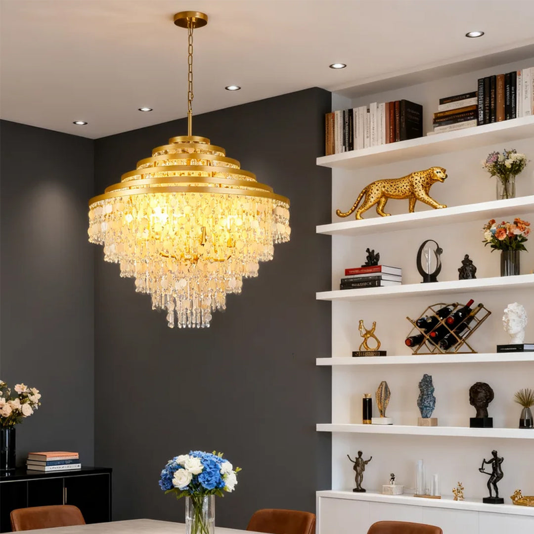 Hanging Shell Chandelier Glamorous Artistic Gyro Ceiling Light