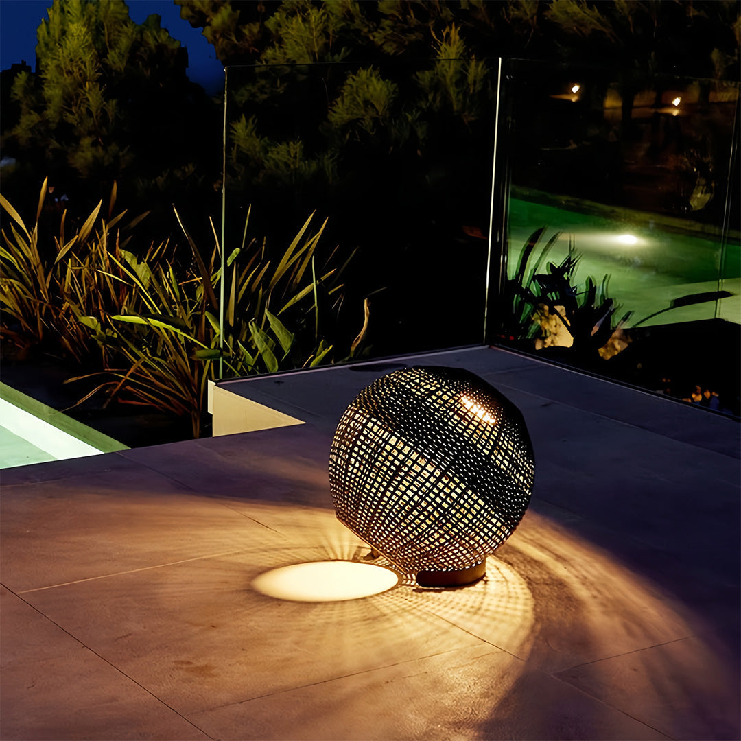 Outdoor Globe Lantern with a Stylish Woven Texture Chic Outdoor Lights