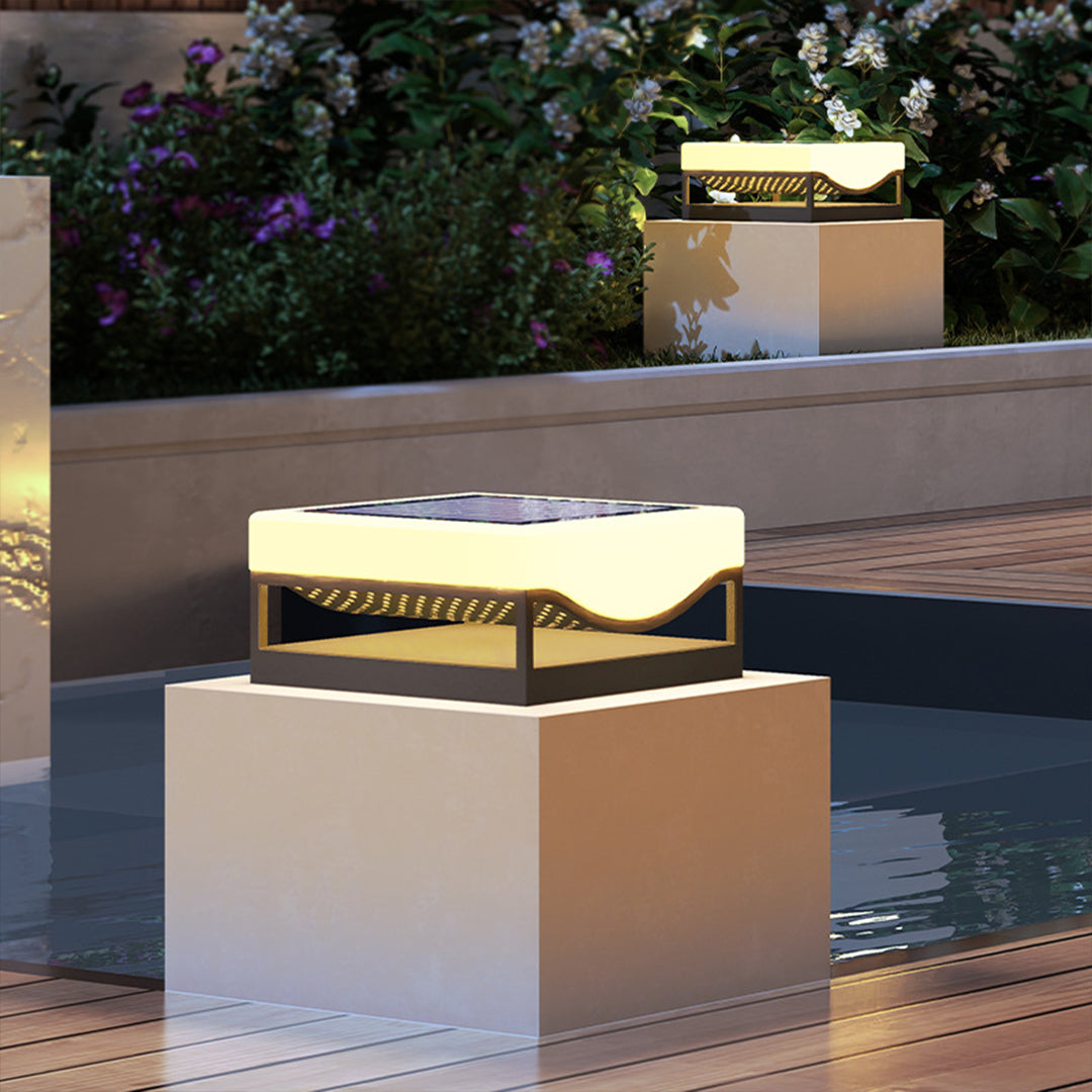 Contemporary Outdoor Pillar Lights Waterproof Solar-Powered