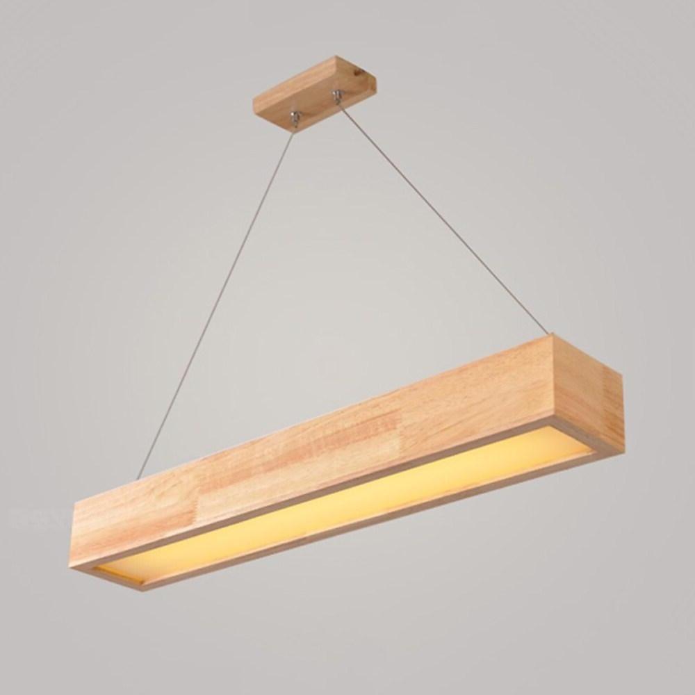 LED Rectangular Chandelier Wood Rustic Ceiling Lighting
