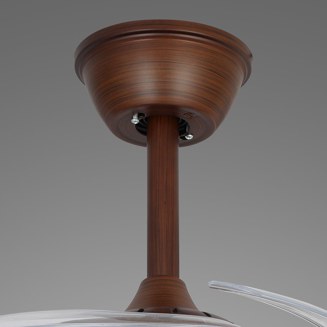 Ceiling Fan with 4 Lights Walnut Wood Grain Iron Body Silent Lamp