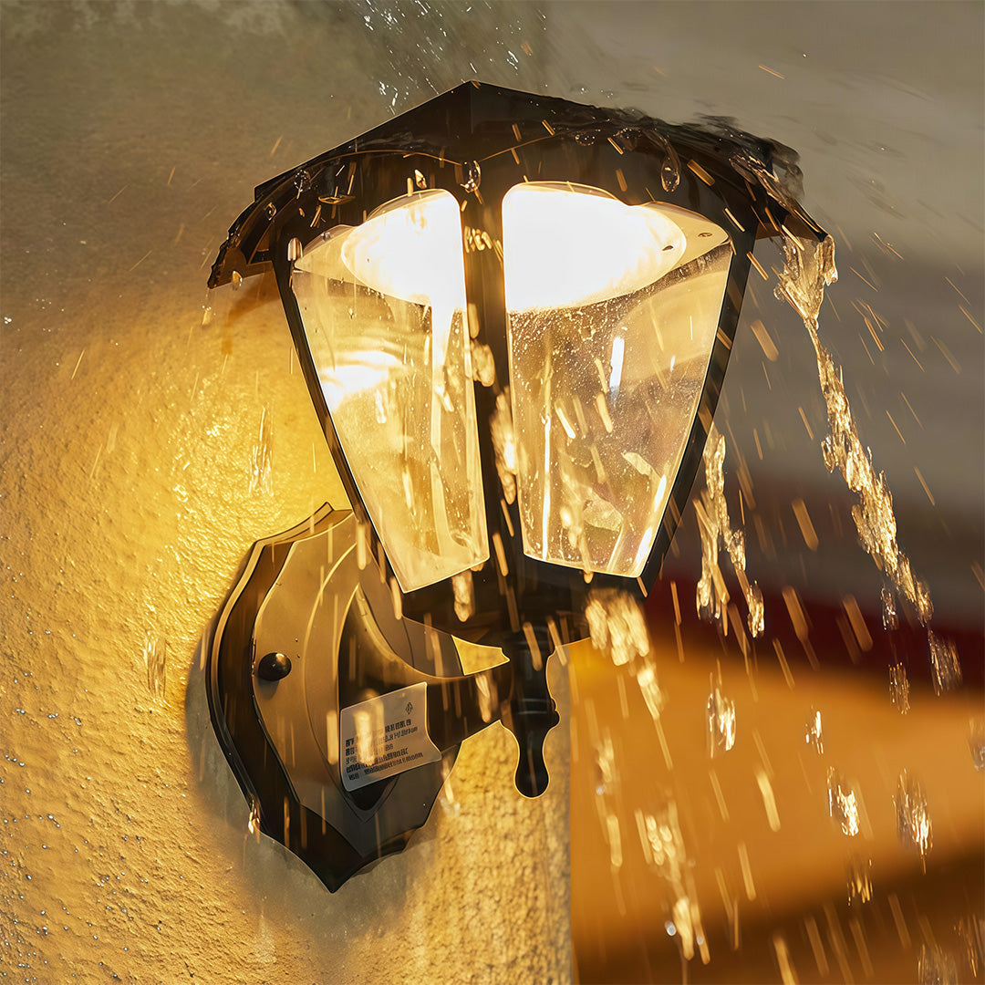Outdoor Wall Lighting Black Waterproof Solar Lamp