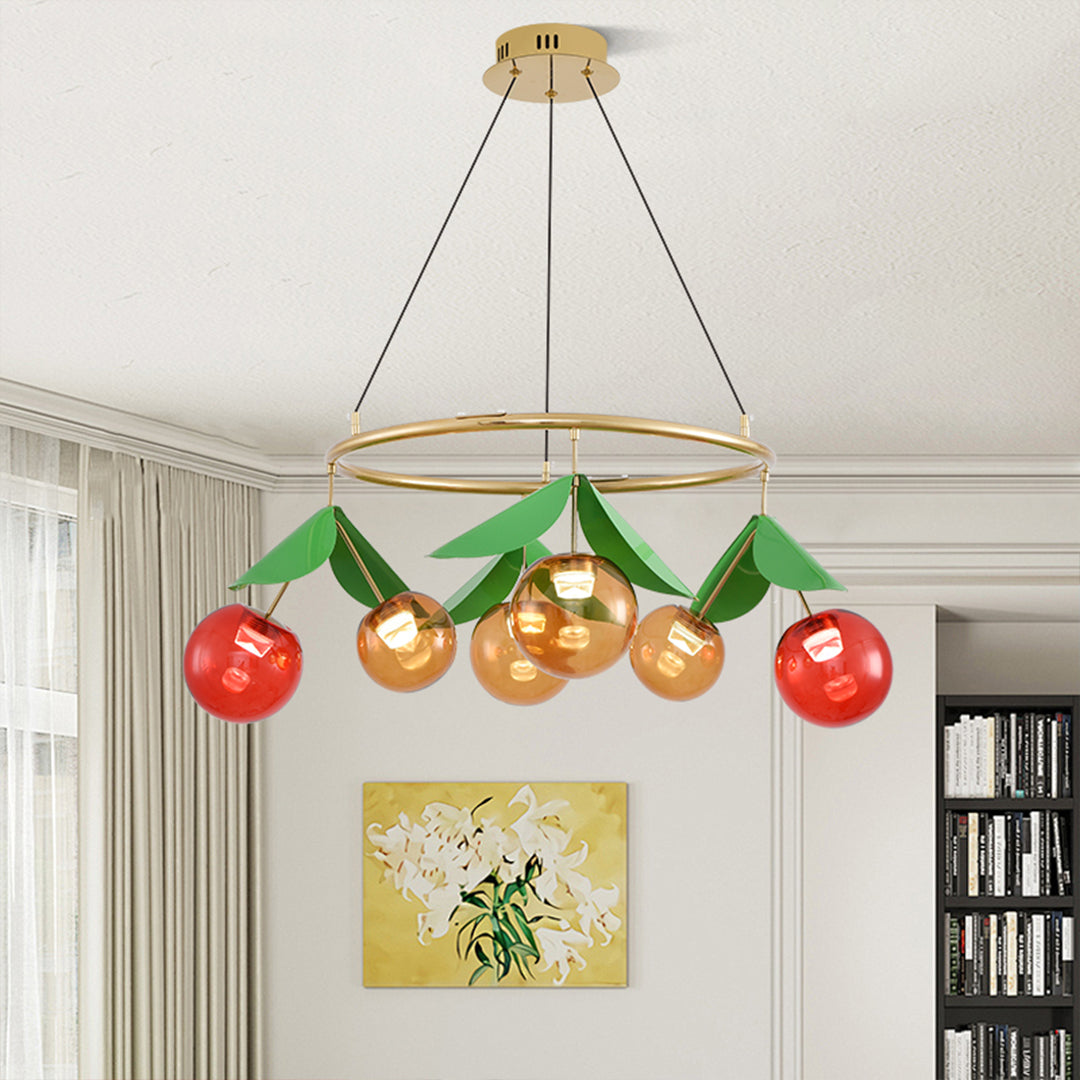 Glass Bulb Chandelier Nordic Creative Cherry LED Artistic