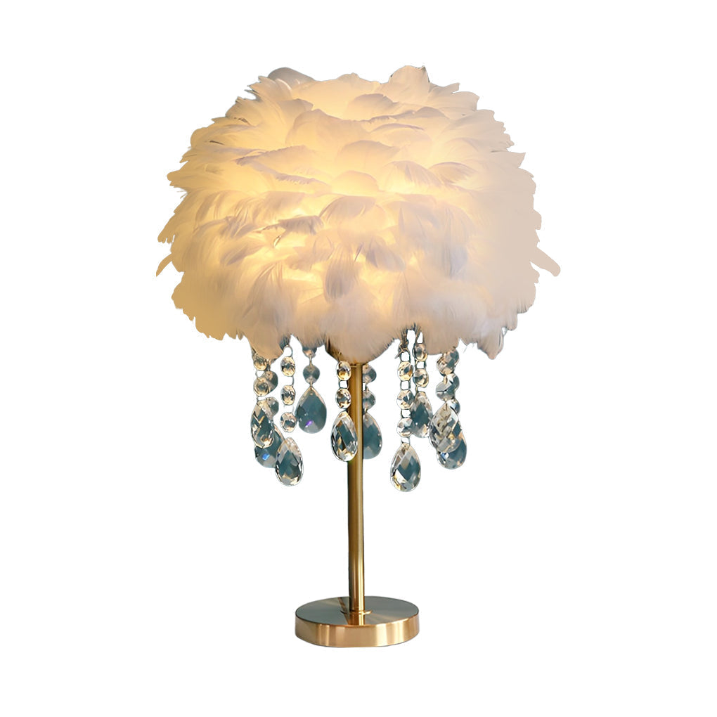 Feather Table Lamp Modern LED Crystal Tassel Ambient Light