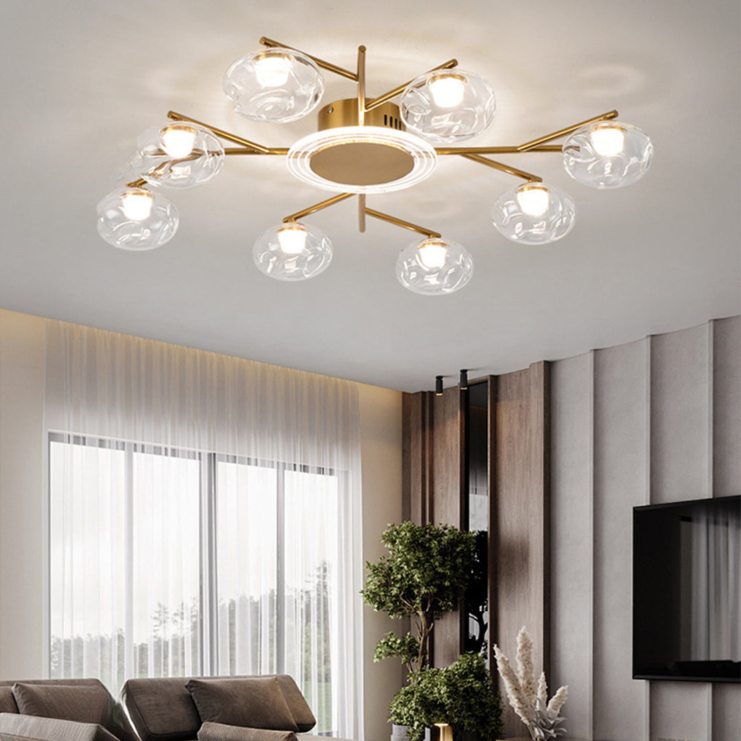 Round Large Semi Flush Mount Lighting Branching Semi-Flush Ceiling Light