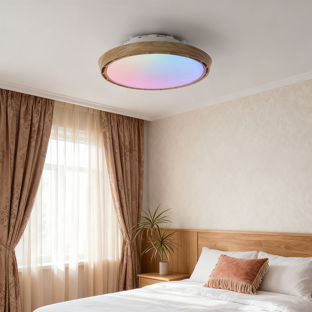 Ceiling Fan Modern with Light LED Simple Round Leafless Dimmable Lamp
