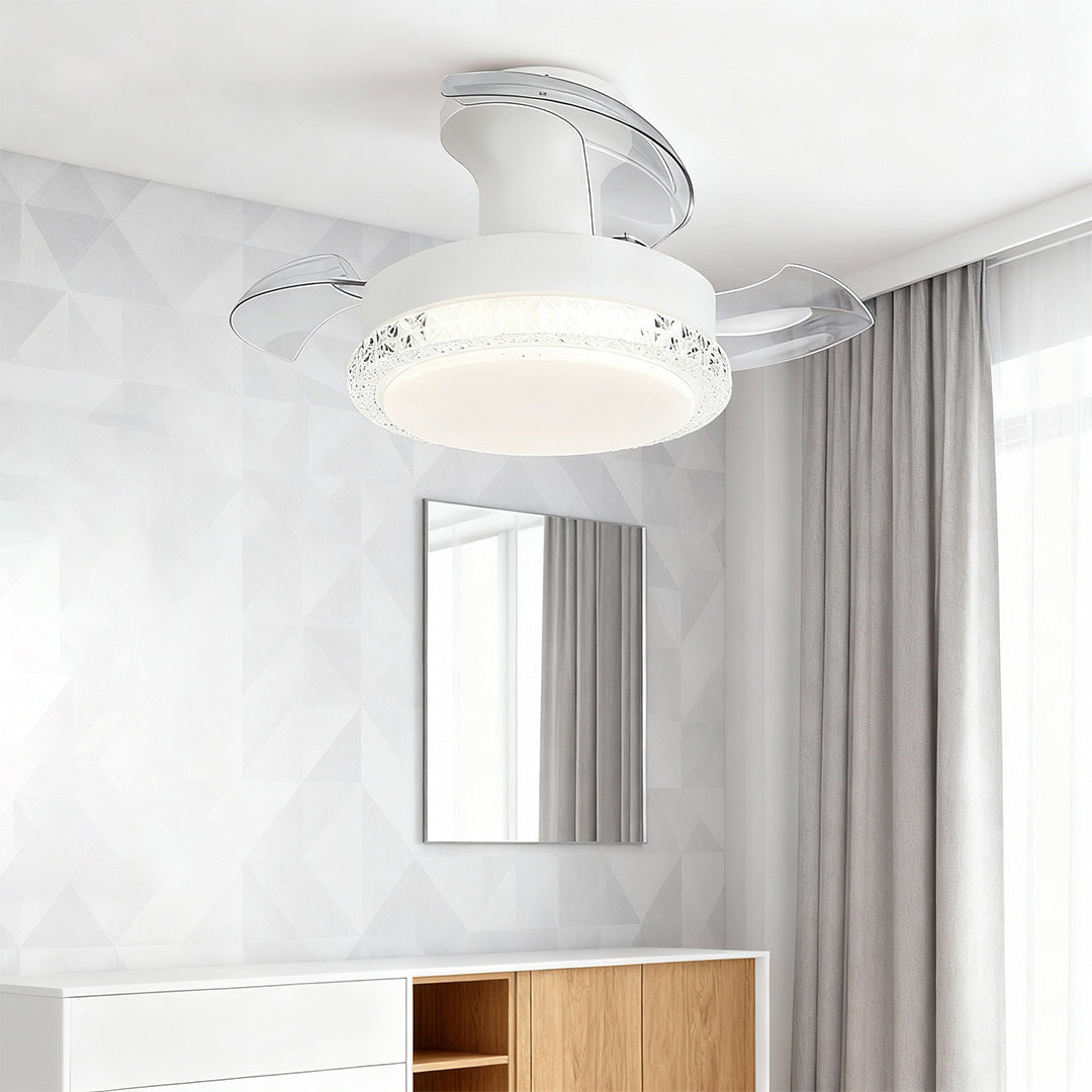 3 Blade Ceiling Fan with Light Flush Mount Quiet Fan Lamp