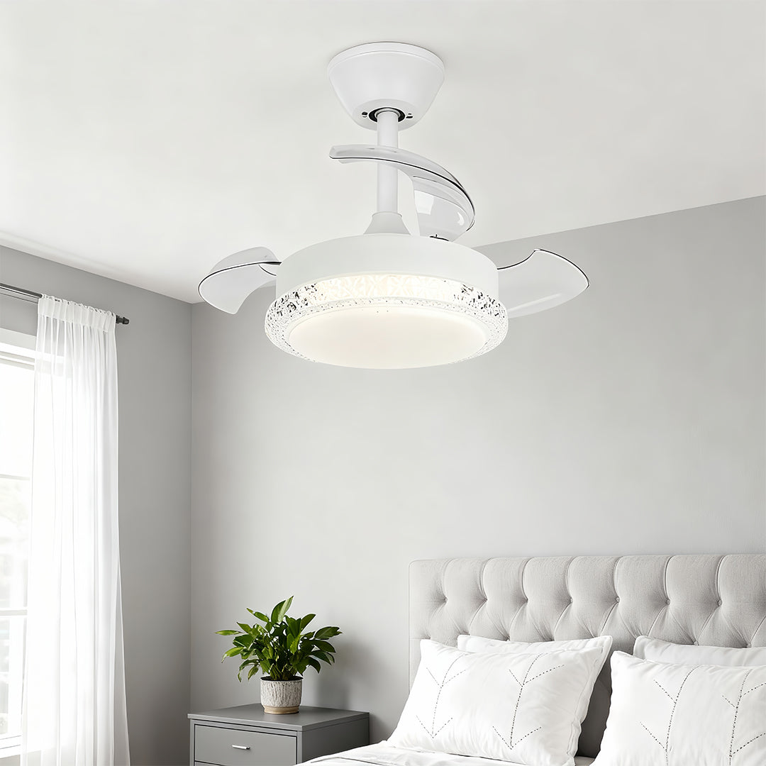 3 Blade Ceiling Fan with Light Flush Mount Quiet Fan Lamp