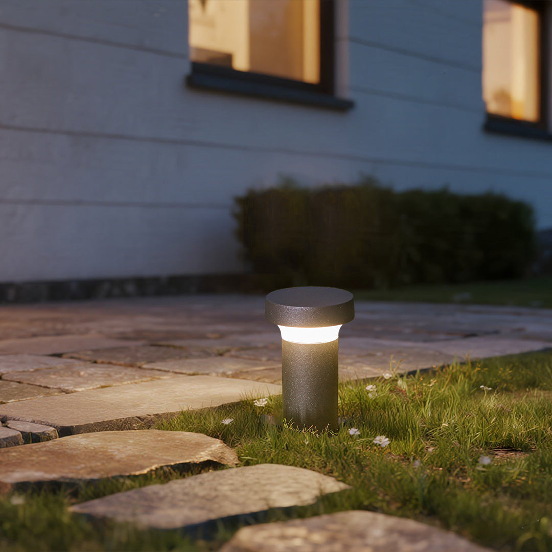 Modern Front Lawn Bollard Light | Black LED Path Lights