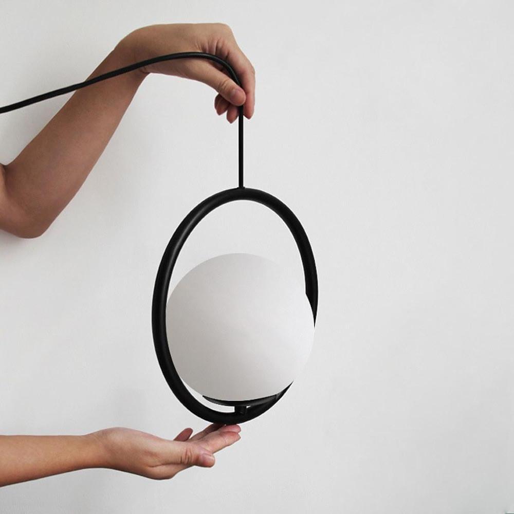 Modern Metal Circle Glass Globe Shaped Pendant Ceiling Light