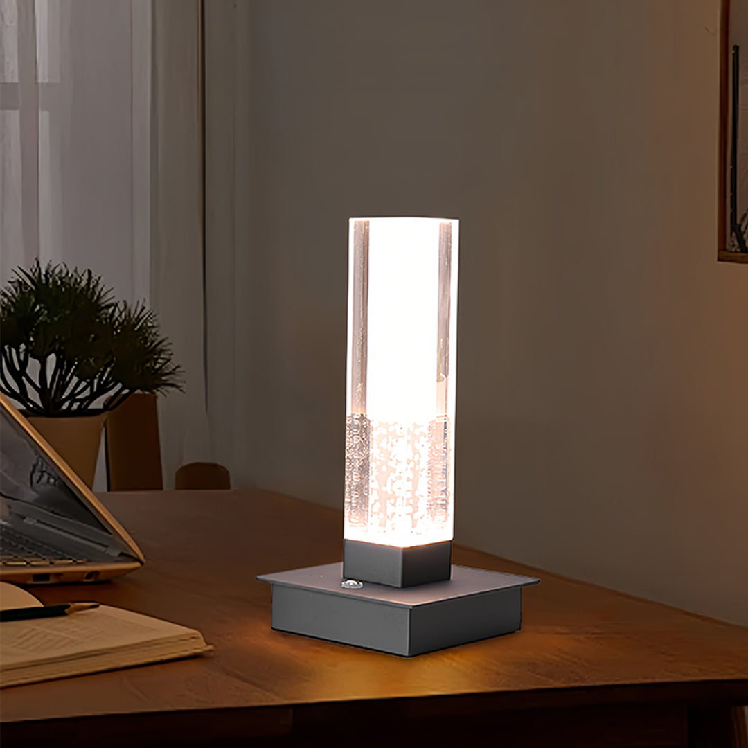 Square Table Lamp Cordless Bubble Modern Dimmable LED Nightstand Lamp