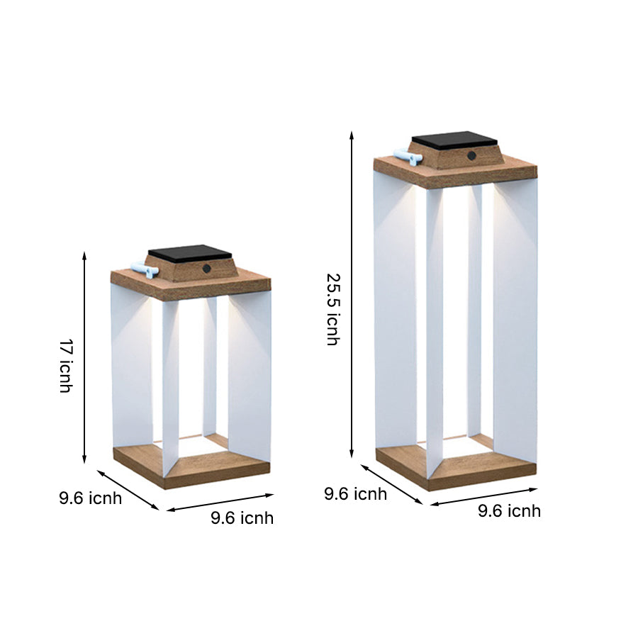 Solar Wooden White Outdoor Lantern Modern Outdoor Multi-Purpose Lights