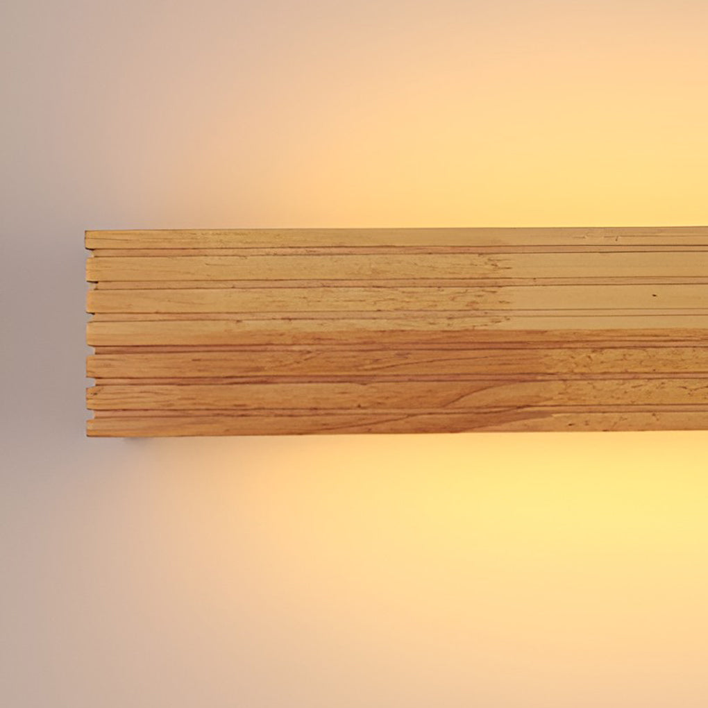 Wooden Wall Lamp Rectangular Waterproof LED Nordic Style Light
