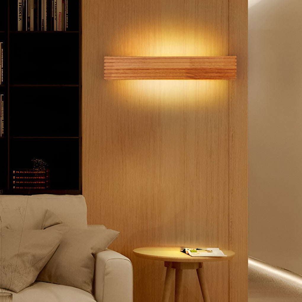 Wooden Wall Lamp Rectangular Waterproof LED Nordic Style Light