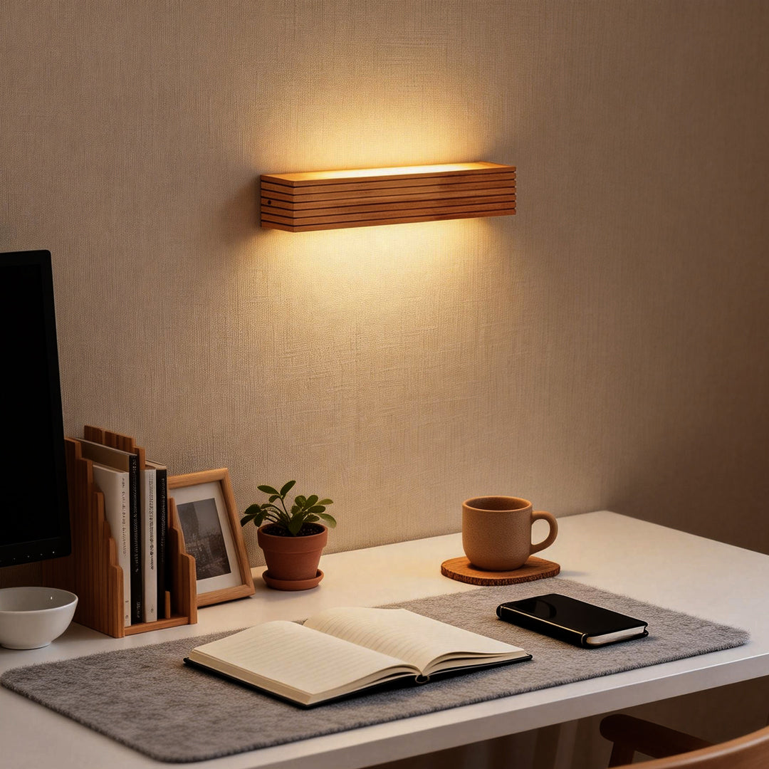 Wooden Wall Lamp Rectangular Waterproof LED Nordic Style Light