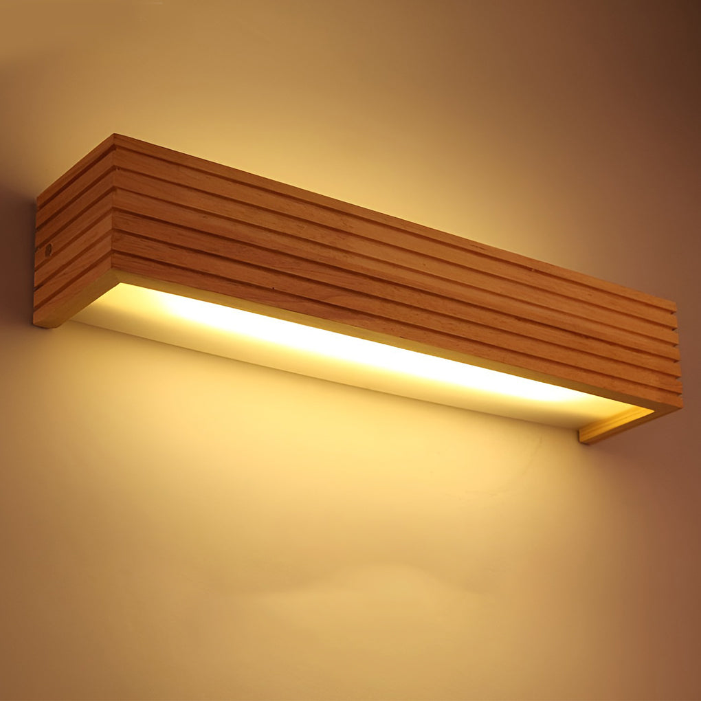 Wooden Wall Lamp Rectangular Waterproof LED Nordic Style Light