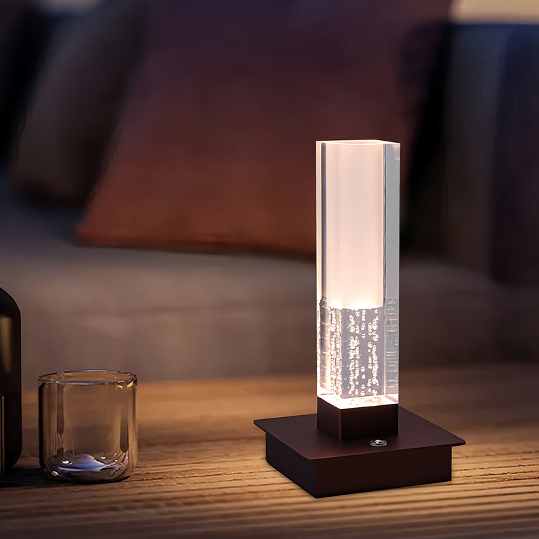 Square Table Lamp Cordless Bubble Modern Dimmable LED Nightstand Lamp