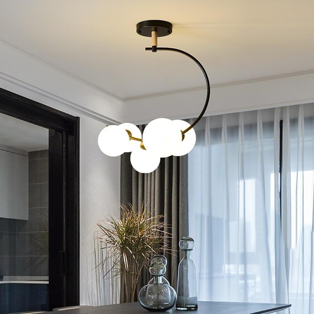 Nordic Style 5-Lights Cluster Globe Chandelier Gold and Black Ceiling Lights