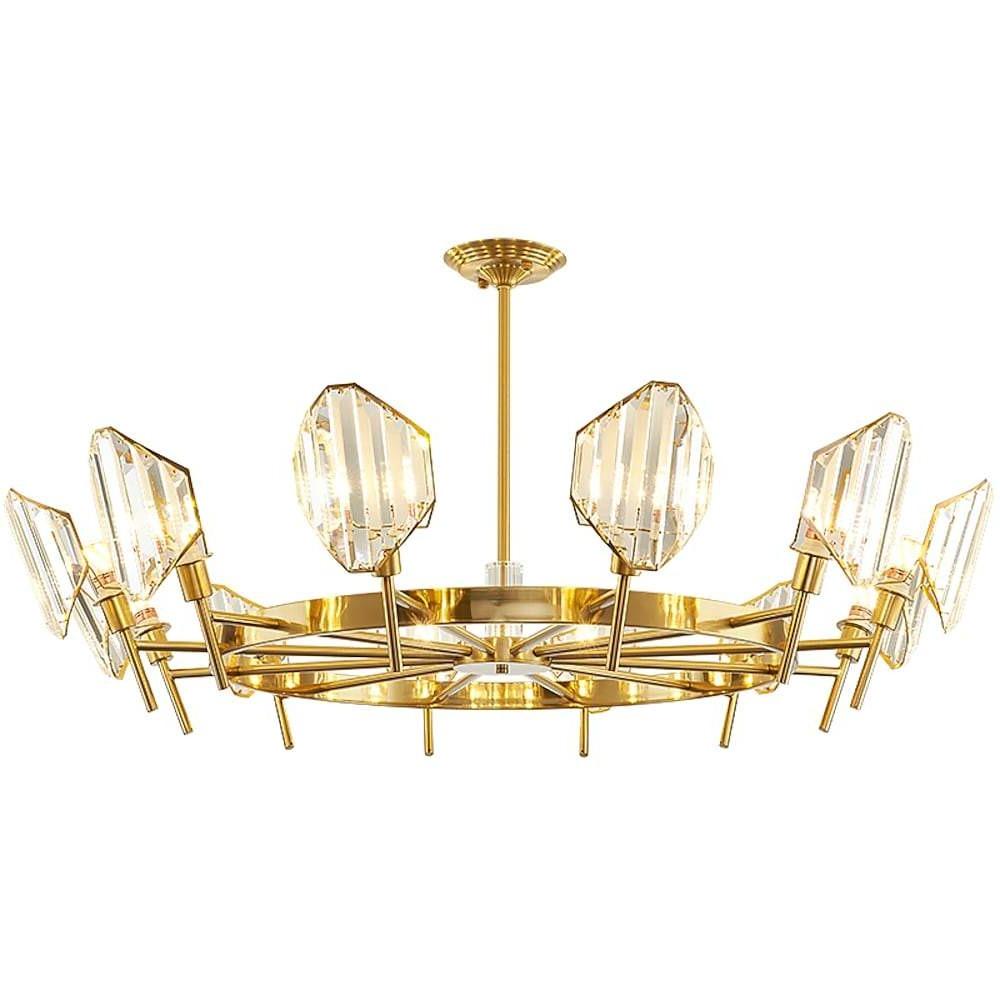 Brass Ring Frame Crystal Chandelier - Gold Metal, Crystal Accents Ceiling Lighting