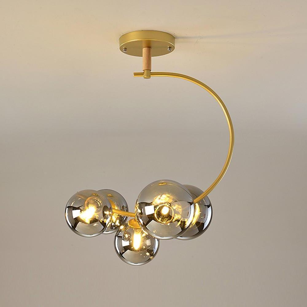 Nordic Style 5-Lights Cluster Globe Chandelier Gold and Black Ceiling Lights