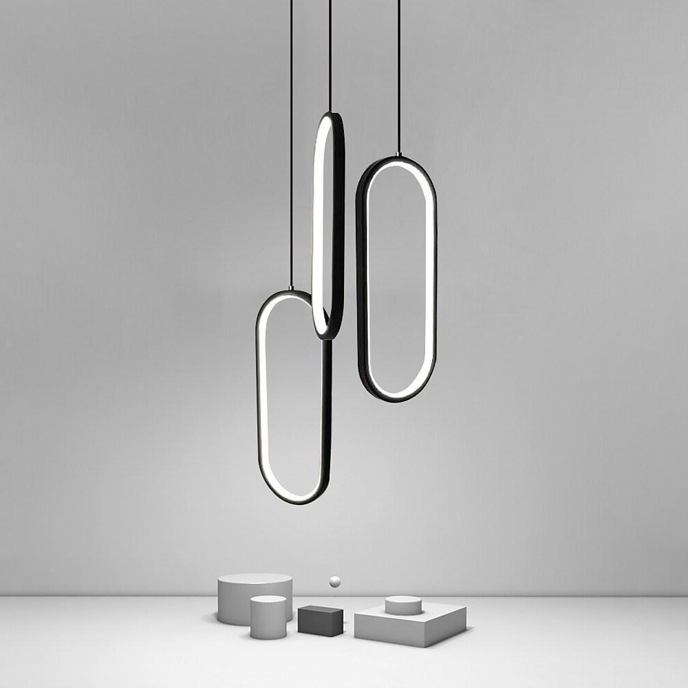 Modern Curved 3 Oval Chandeliers Aluminum Ceiling Light