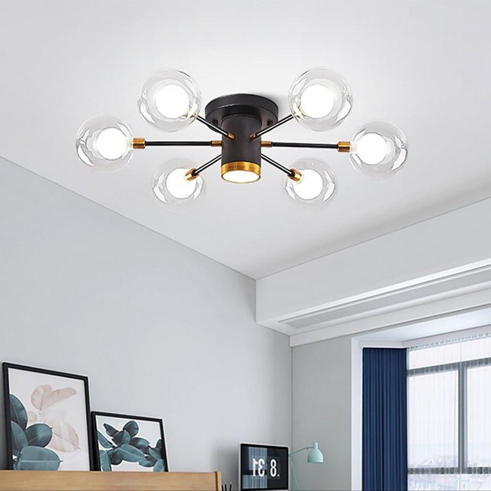 Globe Large Semi Flush Mount Lighting Metal Glass Ceiling Lights