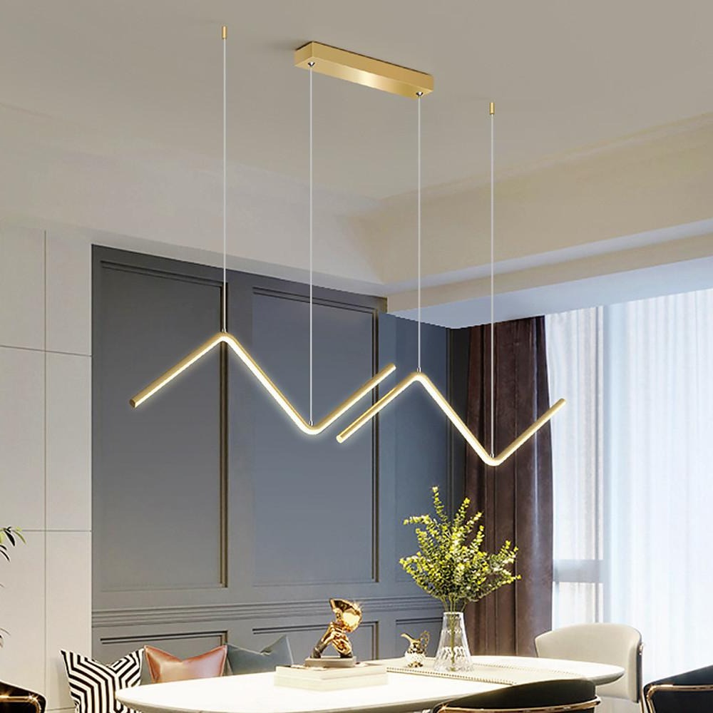 Nordic Minimalist LED 2-Lights Wave Shaped Design Dimmable Pendant Light