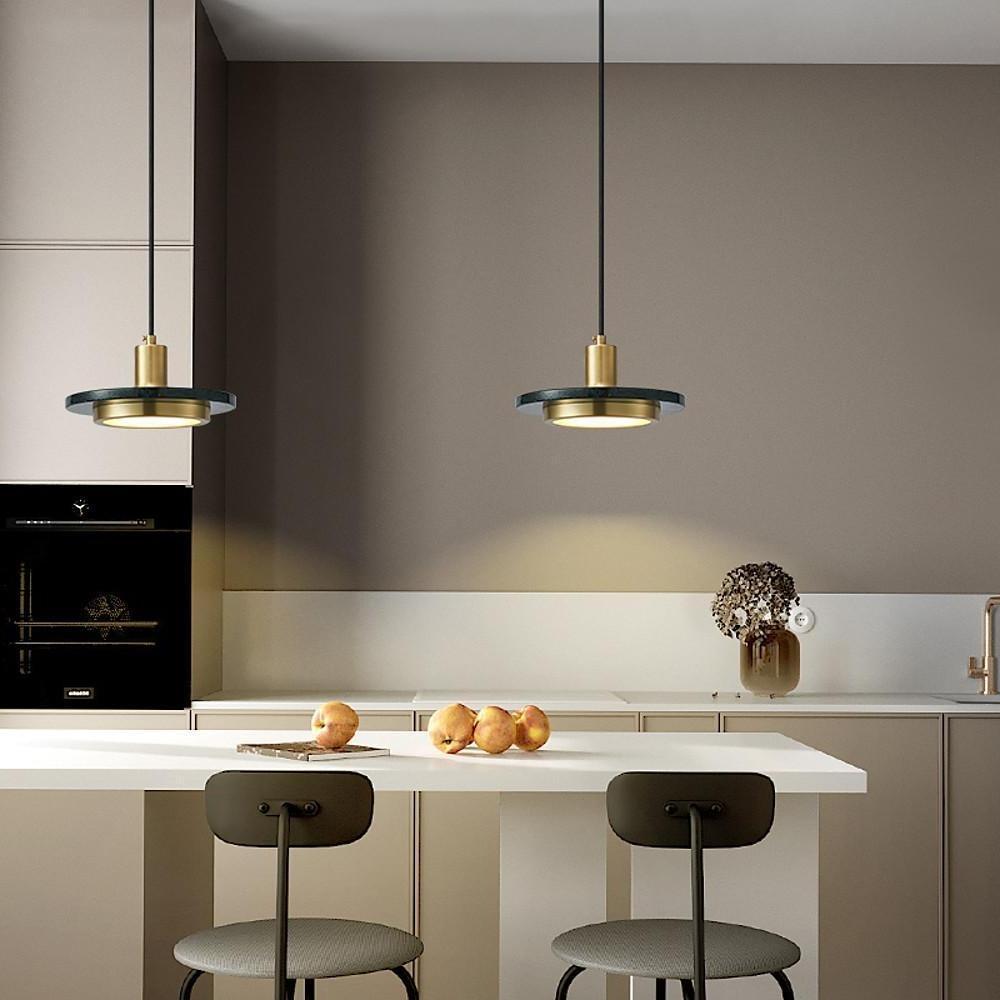Double Circle Pendant Lighting Classic Metal Marble Ceiling Lights