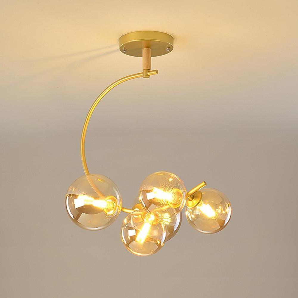Nordic Style 5-Lights Cluster Globe Chandelier Gold and Black Ceiling Lights