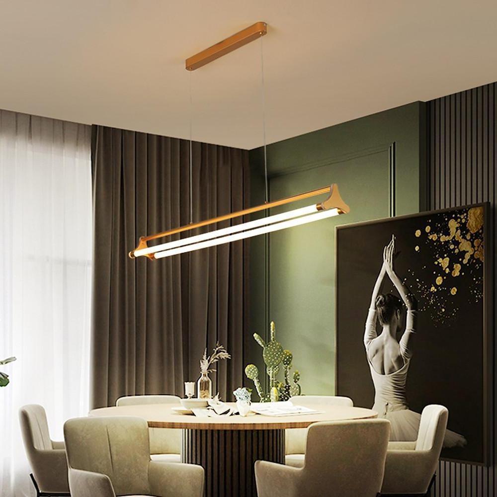 Double LED Bar Lights Gold Metal Dimmbale Pendant Lights