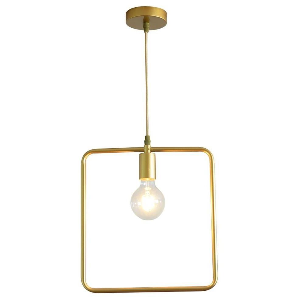 Metal Black and Gold Ceiling Light Rounded Square Pendant Lighting