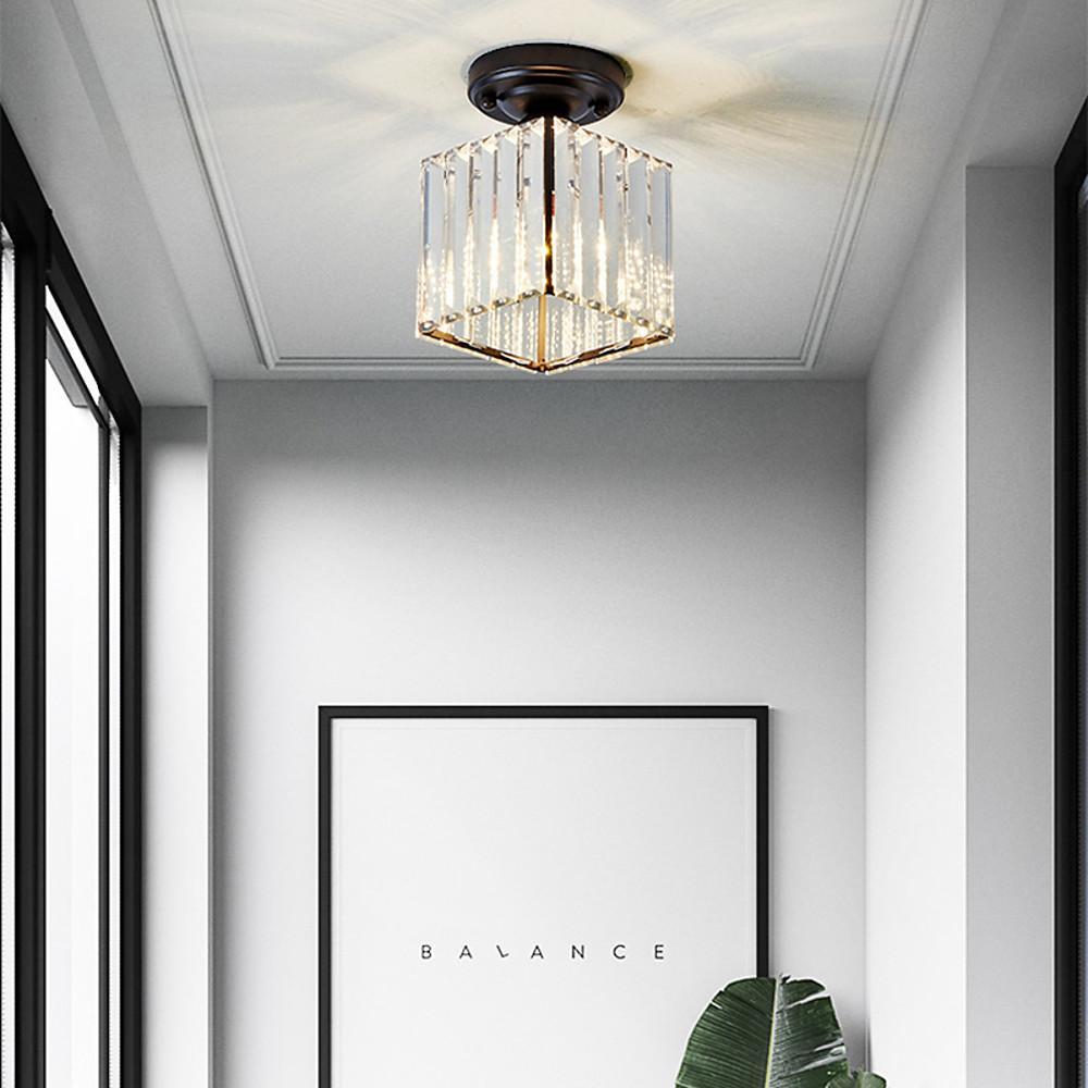 Crystal Foyer Semi Flush Mount Lighting Modern Ceiling Lights