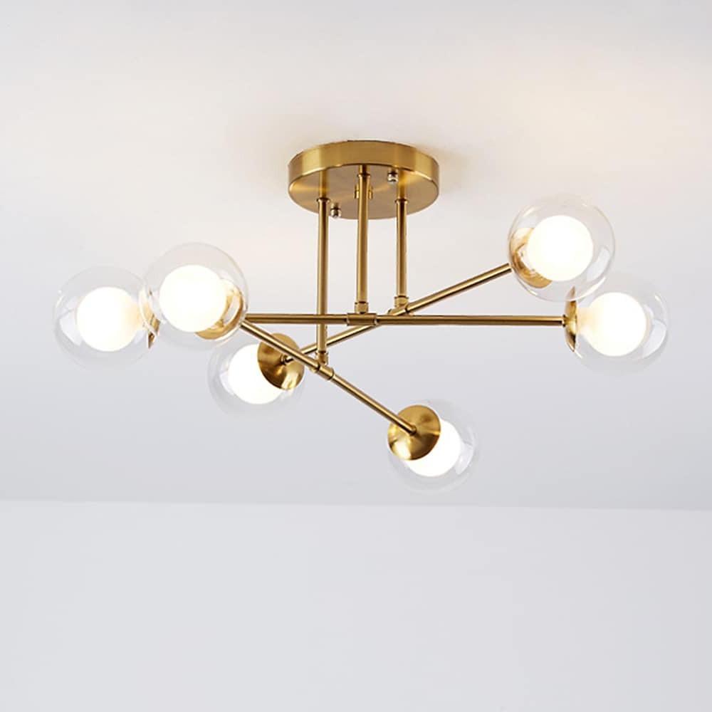 6-light Glass Sputnik LED Modern Ceiling Light Hanging Lamp Chandelier